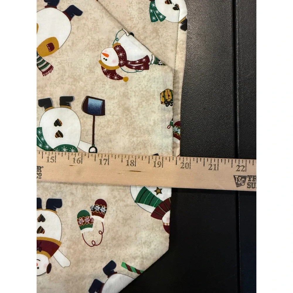 Handcrafted Christmas Placemats Beige Snowman Snowflake Reversible Set of 4 NEW